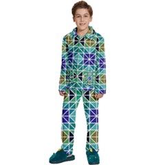 Mosaic-triangle-symmetry- Kids  Long Sleeve Velvet Pajamas Set by Semog4