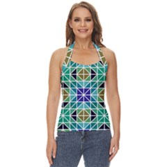 Mosaic-triangle-symmetry- Basic Halter Top by Semog4