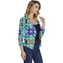 Mosaic-triangle-symmetry- Women s Casual 3/4 Sleeve Spring Jacket View3