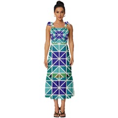 Mosaic-triangle-symmetry- Tie-strap Tiered Midi Chiffon Dress by Semog4