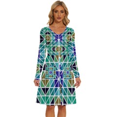 Mosaic-triangle-symmetry- Long Sleeve Dress With Pocket by Semog4