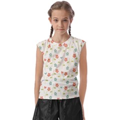 Floral-pattern-wallpaper-retro Kids  Raglan Cap Sleeve Tee