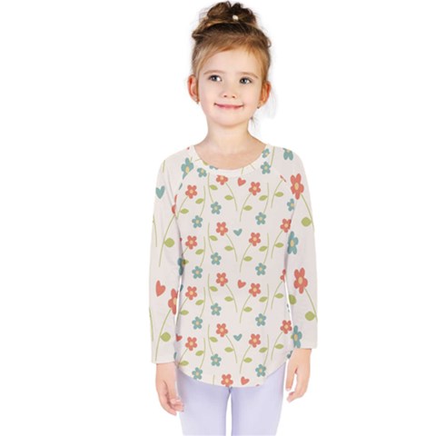 Floral-pattern-wallpaper-retro Kids  Long Sleeve Tee by Semog4