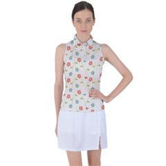 Floral-pattern-wallpaper-retro Women s Sleeveless Polo Tee by Semog4