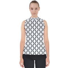 Black-pattern-halftone-wallpaper Mock Neck Shell Top by Semog4