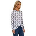 Black-pattern-halftone-wallpaper Long Sleeve Crew Neck Pullover Top View3