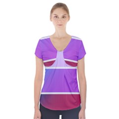 Pattern-banner-set-dot-abstract Short Sleeve Front Detail Top by Semog4