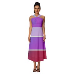 Pattern-banner-set-dot-abstract Sleeveless Cross Front Cocktail Midi Chiffon Dress