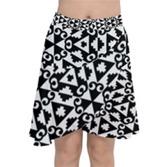 Geometric-tile-background Chiffon Wrap Front Skirt by Semog4