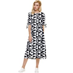 Geometric-tile-background Bow Sleeve Chiffon Midi Dress by Semog4