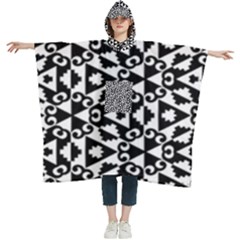 Geometric-tile-background Women s Hooded Rain Ponchos