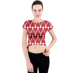 Hearts-pattern-seamless-red-love Crew Neck Crop Top by Semog4