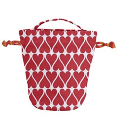 Hearts-pattern-seamless-red-love Drawstring Bucket Bag by Semog4