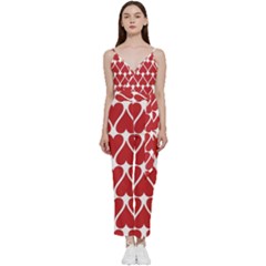 Hearts-pattern-seamless-red-love V-neck Spaghetti Strap Tie Front Jumpsuit by Semog4