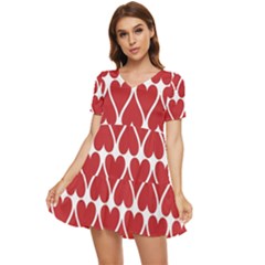 Hearts-pattern-seamless-red-love Tiered Short Sleeve Babydoll Dress by Semog4