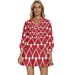 Hearts-pattern-seamless-red-love V-neck Placket Mini Dress by Semog4