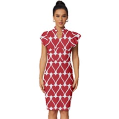 Hearts-pattern-seamless-red-love Vintage Frill Sleeve V-neck Bodycon Dress