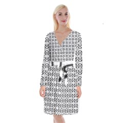 Ellipse-pattern-ellipse-dot-pattern Long Sleeve Velvet Front Wrap Dress by Semog4