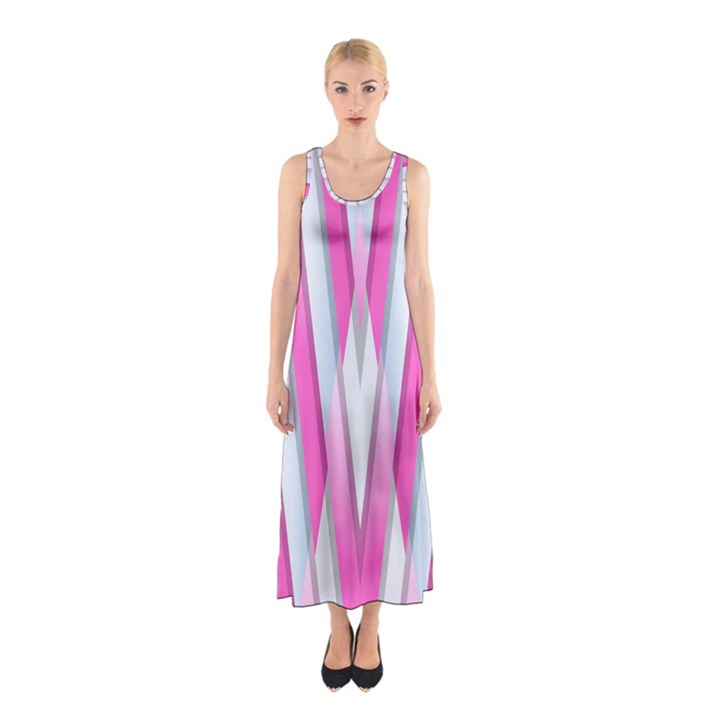 Geometric-3d-design-pattern-pink Sleeveless Maxi Dress