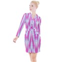 Geometric-3d-design-pattern-pink Button Long Sleeve Dress View1