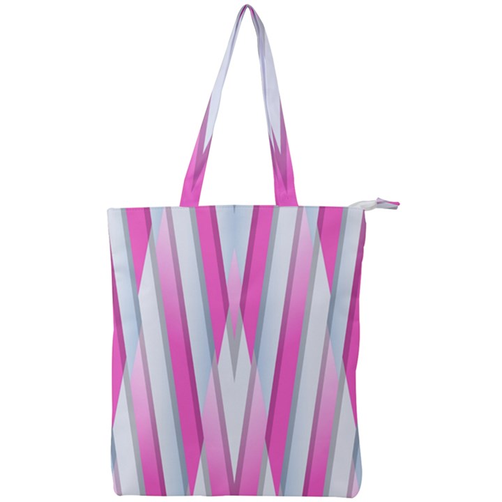 Geometric-3d-design-pattern-pink Double Zip Up Tote Bag