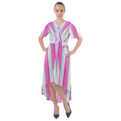 Geometric-3d-design-pattern-pink Front Wrap High Low Dress by Semog4