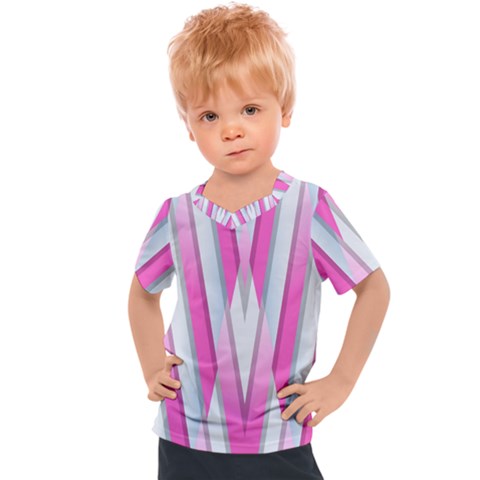 Geometric-3d-design-pattern-pink Kids  Sports Tee by Semog4