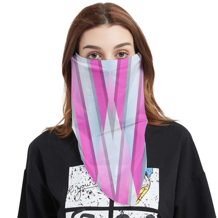 Geometric-3d-design-pattern-pink Face Covering Bandana (Triangle)