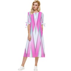 Geometric-3d-design-pattern-pink Bow Sleeve Chiffon Midi Dress by Semog4