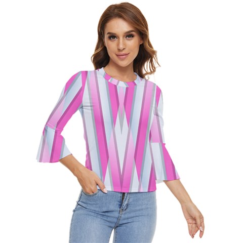 Geometric-3d-design-pattern-pink Bell Sleeve Top by Semog4