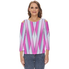 Geometric-3d-design-pattern-pink Cut Out Wide Sleeve Top