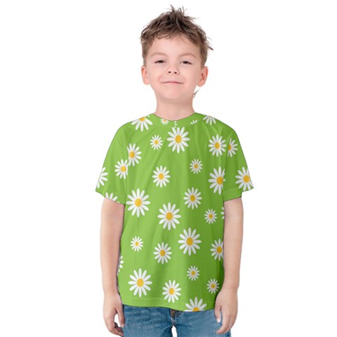 Daisy-flowers-floral-wallpaper Kids  Cotton Tee by Semog4