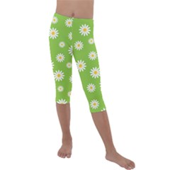 Daisy-flowers-floral-wallpaper Kids  Lightweight Velour Capri Leggings  by Semog4