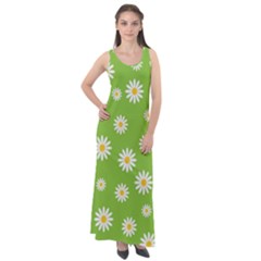 Daisy-flowers-floral-wallpaper Sleeveless Velour Maxi Dress by Semog4