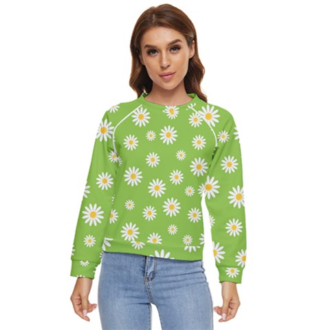 Daisy-flowers-floral-wallpaper Women s Long Sleeve Raglan Tee by Semog4