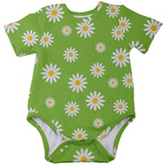 Daisy-flowers-floral-wallpaper Baby Short Sleeve Bodysuit by Semog4