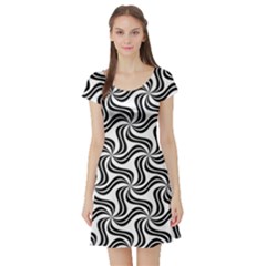 Soft-pattern-repeat-monochrome Short Sleeve Skater Dress by Semog4