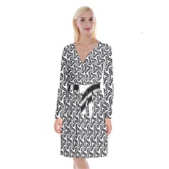 Soft-pattern-repeat-monochrome Long Sleeve Velvet Front Wrap Dress by Semog4