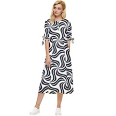 Soft-pattern-repeat-monochrome Bow Sleeve Chiffon Midi Dress by Semog4