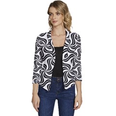 Soft-pattern-repeat-monochrome Women s Casual 3/4 Sleeve Spring Jacket