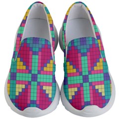 Checkerboard-squares-abstract--- Kids Lightweight Slip Ons by Semog4