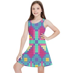 Checkerboard-squares-abstract--- Kids  Lightweight Sleeveless Dress by Semog4