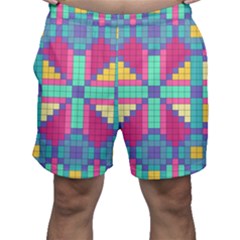 Checkerboard-squares-abstract--- Men s Shorts by Semog4