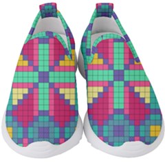 Checkerboard-squares-abstract--- Kids  Slip On Sneakers by Semog4