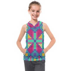 Checkerboard-squares-abstract--- Kids  Sleeveless Hoodie by Semog4