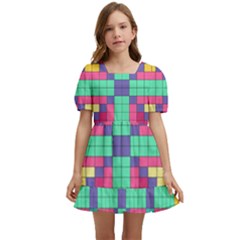 Checkerboard-squares-abstract--- Kids  Short Sleeve Dolly Dress by Semog4