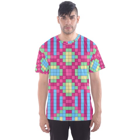 Checkerboard-squares-abstract---- Men s Sport Mesh Tee by Semog4