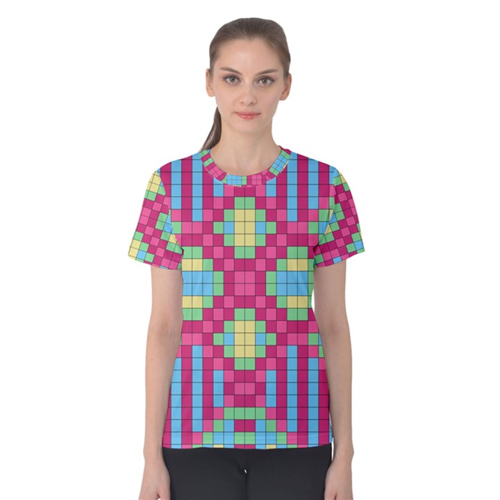 Checkerboard-squares-abstract---- Women s Cotton Tee