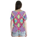 Checkerboard-squares-abstract---- V-Neck Flutter Sleeve Top View2