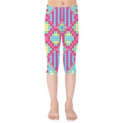 Checkerboard-squares-abstract---- Kids  Capri Leggings  by Semog4